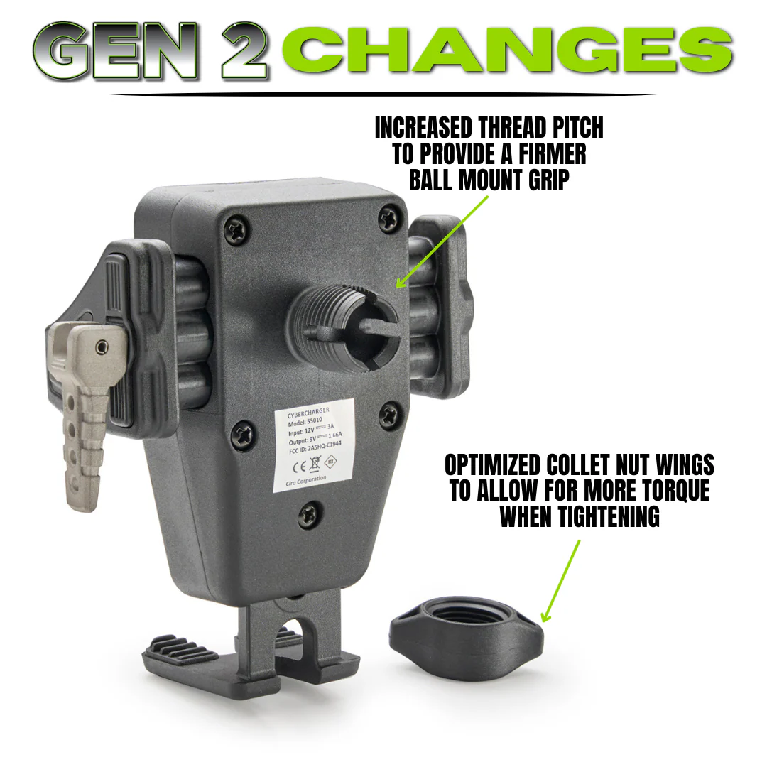 GEN 2 Cybercharger® Phone Holder with Aluminum Clamp Mount - Image 2
